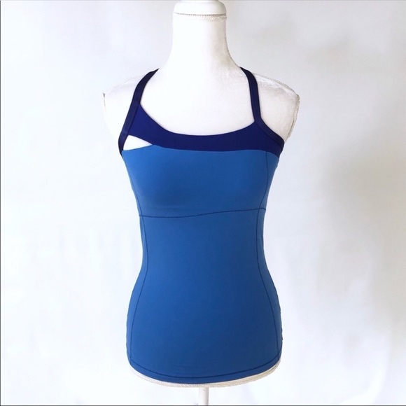 ALO Yoga Tops - Alo Yoga asymmetric blue tank top run small X back